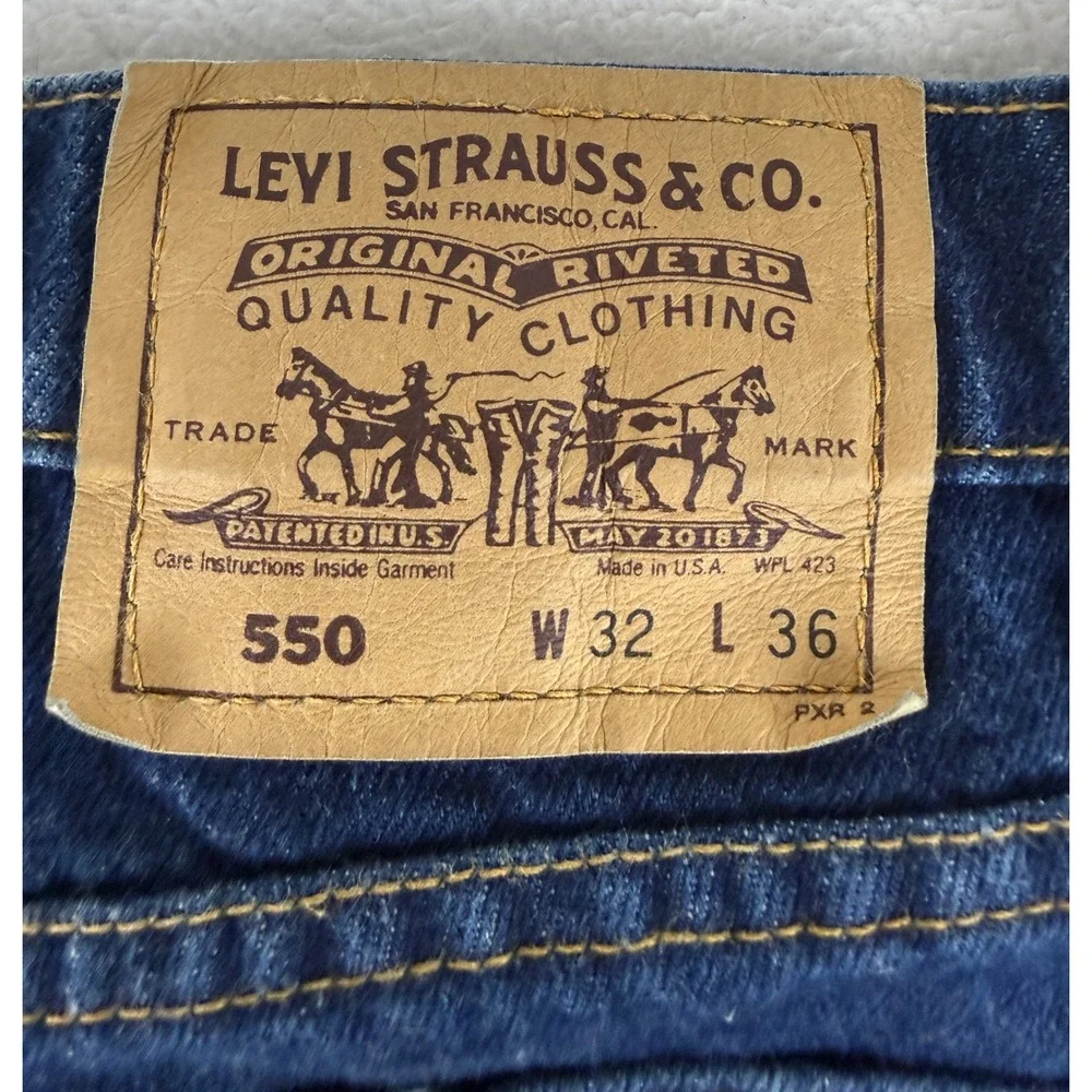Vintage Levi's 550 Orange Tab Jeans Mens 32x36 Blue Relaxed Tapered Leg Made USA